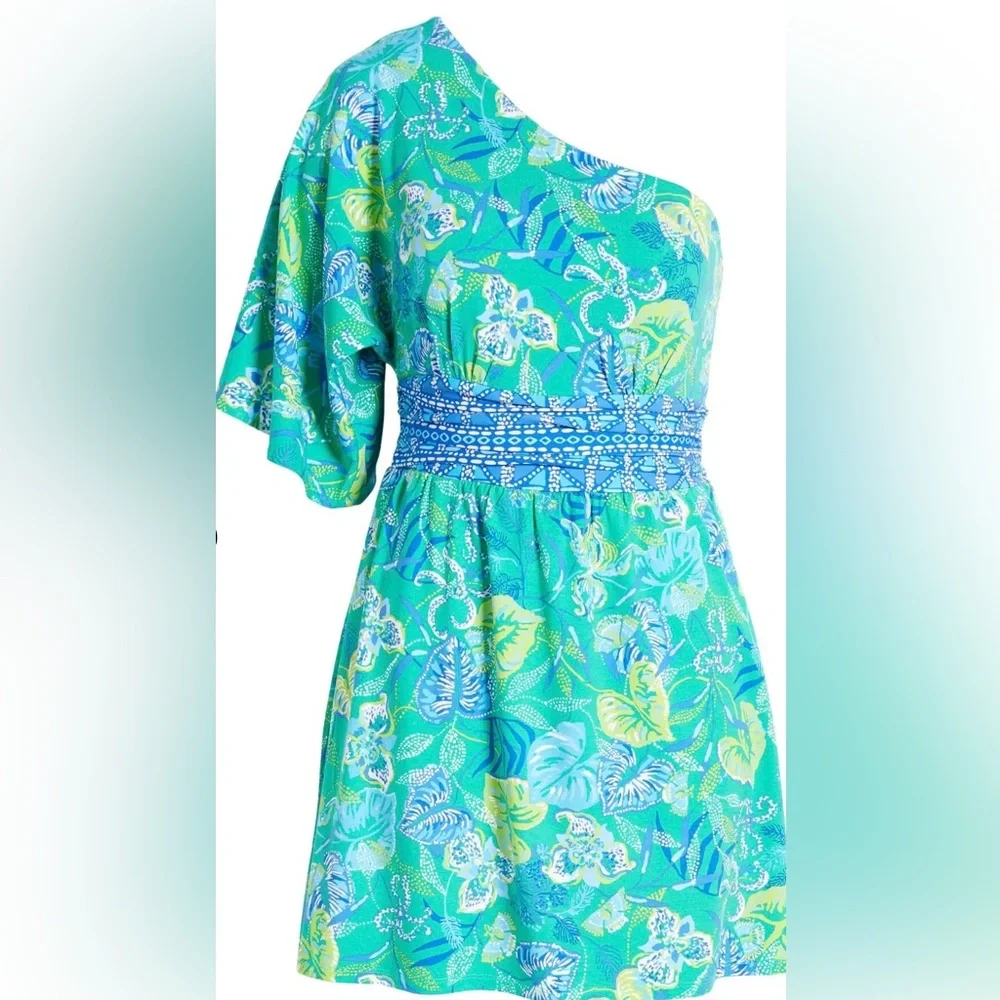 NWT Lilly Pulitzer Niki Floral One-Shoulder Skort Romper size 12